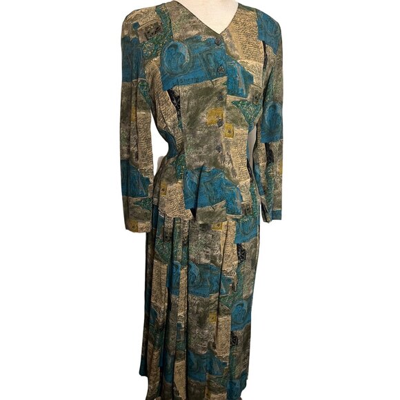 Vintage Carole Little Petites Skirt Blouse size 4 patchwork design Boho - Picture 13 of 16